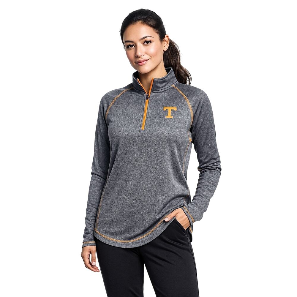 Colosseum Tennessee Volunteers VOLS Quarter Zip Pullover Womens XL Gray Orange